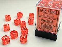 Translucent Orange/white 12mm d6 Dice Block (36 dice) - CHX23803