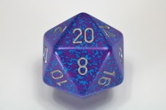 34mm d20 Dice - Speckled Silver Tetra