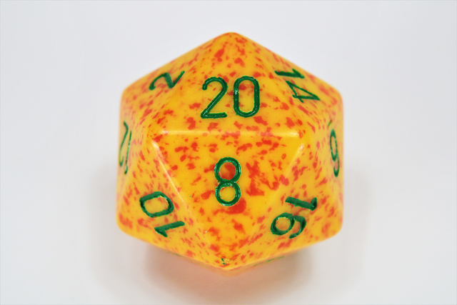 34mm d20 Dice - Speckled Lotus 34mm d20 Dice
