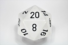 34mm d20 Dice - Opaque White/black