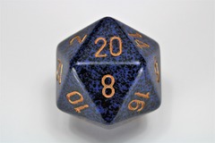 34mm d20 Dice - Speckled Golden Cobalt