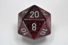 34mm d20 Dice - Speckled Silver Volcano