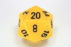 34mm d20 Dice - Opaque Yellow/black