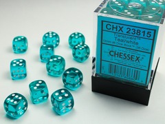 Translucent Teal/white 12mm d6 Dice Block (36 dice) - CHX23815