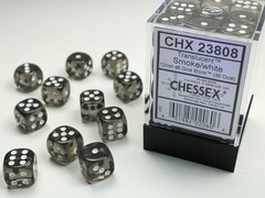 Translucent Smoke/white 12mm d6 Dice Block (36 dice) - CHX23808