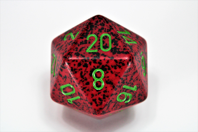 34mm d20 Dice - Speckled Strawberry