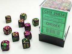 Gemini Green-Purple/gold 12mm d6 Dice Block (36 dice) - CHX26834