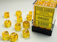 Translucent Yellow/white 12mm d6 Dice Block (36 dice) - CHX23802