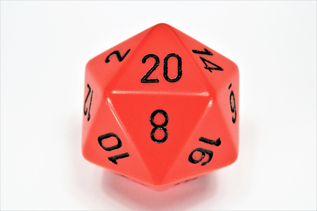 34mm d20 Dice - Opaque Orange/black