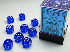Translucent Blue/white 12mm d6 Dice Block (36 dice) - CHX23806