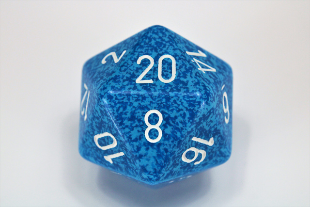 34mm d20 Dice - Speckled Water
