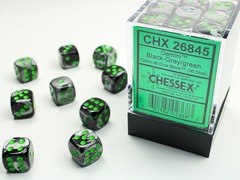 Gemini Black-Grey/green 12mm d6 Dice Block (36 dice) - CHX26845