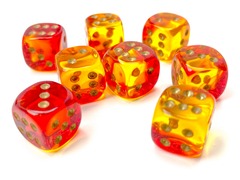 Gemini Translucent Red-Yellow/gold 12mm d6 Dice Block (36 dice) - CHX26868
