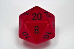 34mm d20 Dice - Opaque Red/black