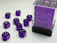 Translucent Purple/white 12mm d6 Dice Block (36 dice) - CHX23807