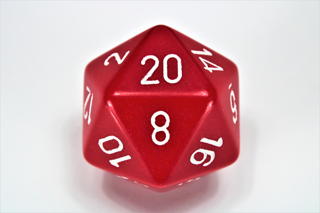34mm d20 Dice - Opaque Red/white