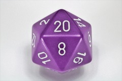 34mm d20 Dice - Opaque Purple/white