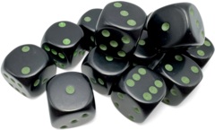 CHX25658 12D6 Opaque Black/Green Dice Set
