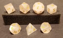 Fifteen4Two Ventures 7pc Gemstone Dice Set Rose Quartz Pink Moon w/Stitched Dice Case