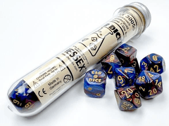 CHX30055 7pc Lustrious Azurite/Gold Dice Set with Bonus Die