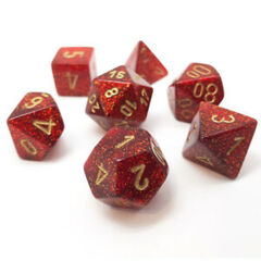 CHX27504 7pc Glitter Ruby w/Gold Dice Set