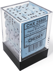 CHX25866 36d6 Opaque Pastel Blue/Black Dice Set