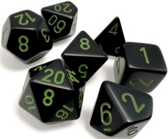 CHX25458 7pc Opaque Black/Green Dice Set