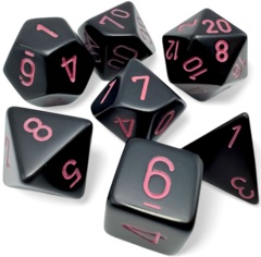 CHX25448 7pc Opaque Black/Pink Dice Set