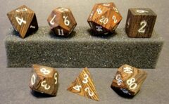 Fifteen4Two Ventures 7pc Wooden Dice Set Zebra Wood Druid's Revenge w/Tin Case