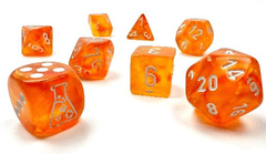 CHX30052 7pc Borealis Blood Orange/White Luminary Dice Set with Bonus Die