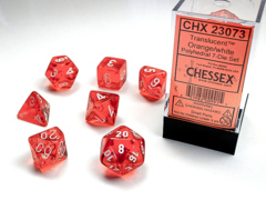 CHX23073 7pc Translucent Orange w/White Dice Set