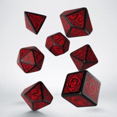 Celtic 3D Revised Black & red Dice Set (7)