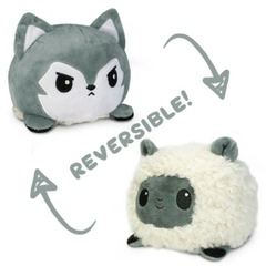 TEETURTLE: REVERSIBLE SHEEP/WOLF MINI PLUSH - WHITE & GRAY