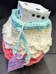Bandty Crochet: Dice Bag (Large)  - Dragon Egg - Blue/Pink/White