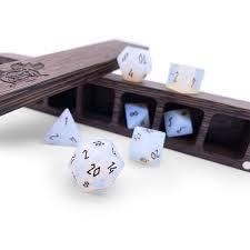 Opalite Black Norse Font Gemstone RPG Dice