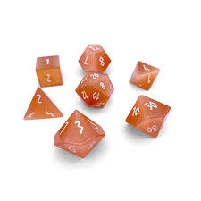 Orange Cats Eye 7 Piece RPG Dice Set Gemstone