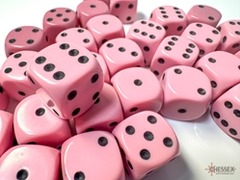 Chessex (25864): Opaque D6 12MM Pastel Pink/Black (36)