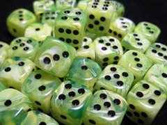 Chessex (27830): D6: 12mm: Vortex: Bright Green/ Black