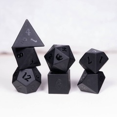 BLACK OBSIDIAN - RAISED 7 PIECE RPG SET GEMSTONE DICE