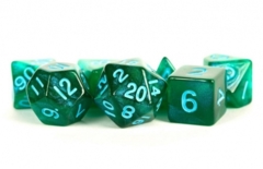 16mm Polyhedral Set - Stardust - Green with Blue