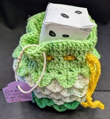 Bandty Crochet: Dice Bag (Large)  - Dragon Egg - Green/White