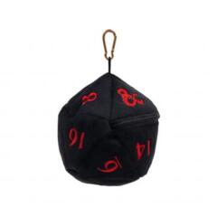 Black and Red D20 Plush Dice Bag for Dungeons & Dragons