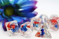 Red & Blue Flower RPG Dice Set