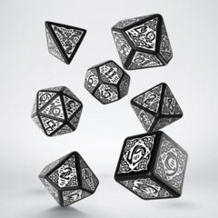 Celtic 3D Revised Black & white Dice Set (7)