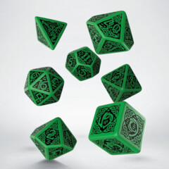 Celtic 3D Revised Green & black Dice Set (7)