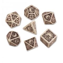 Steampunk Clockwork Dice Set: Beige with Brown (7)