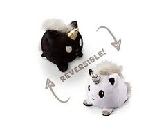 TeeTurtle Reversible Mini Plush - Black & White Unicorn