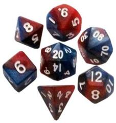 Mini Polyhedral Dice Set - Red/Blue w/White