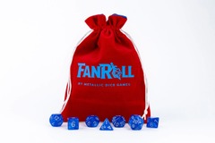 FanRoll Red with Blue lining Velvet Dice Bag With Satin Liner 6″x8