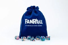 FanRoll Blue with Gold lining Velvet Dice Bag With Satin Liner 6″x8